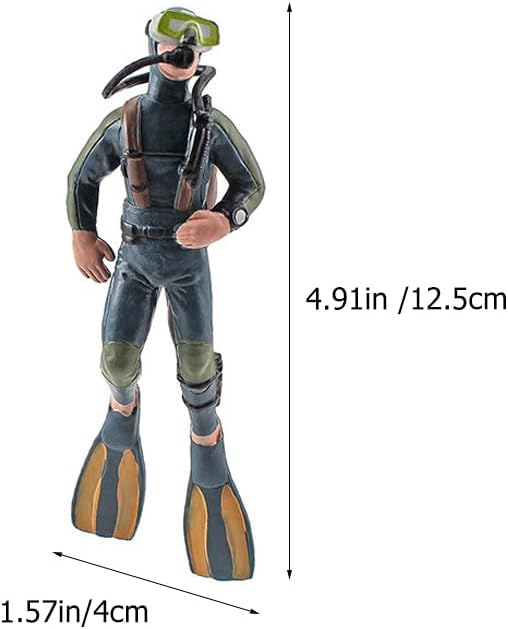 Toyvian Miniature Diver Figurine 4.9 Inch Realistic Fish Tank Decoration Aquarium Diver Model for Home Office Landscape Display