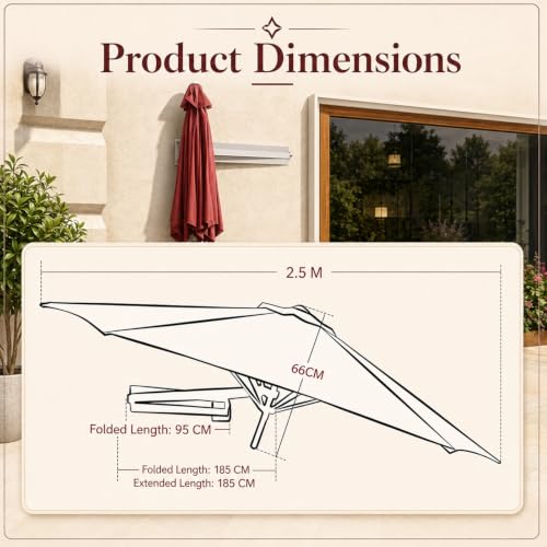 Toldo regulable de pared con doble botón y mecanismo de resorte integrado 8