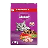 WHISKAS Meaty Selections Adult Dry Cat Food with Real Chicken, 9.1 kg (Pack of 1)