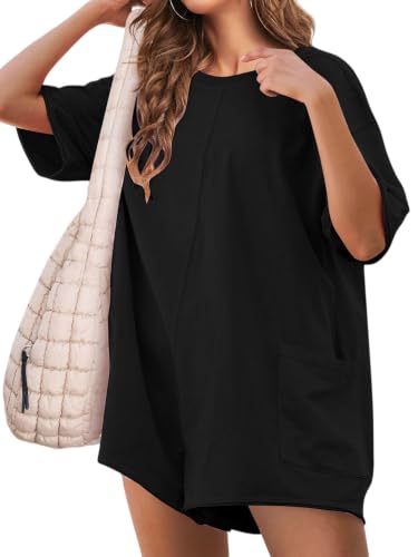 Mono casual de corte corto para mujer, estilo deportivo oversize ideal para tu día a día