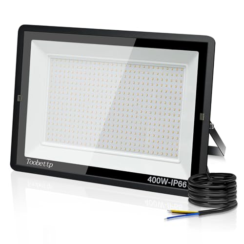 toobettp 400W Faretto LED, 40000LM Faretti LED da Esterno 6500K Bianco Freddo, Fari Led da Esterno Impermeabile IP66 per Giardino Cortile Garage Pareti
