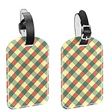 Etiquetas de equipaje de piel sintética, paquete de 2 etiquetas para maleta, cubos coloridos abstractos