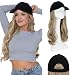 Baseball Hat with Synthetic Hair Extension Long Wavy Wig with Cap Hat with Hair Attached Adjustable Baseball Cap with hair Outdoor Removable Hat Wig for Women #16P613 sandy blonde & bleach blonde