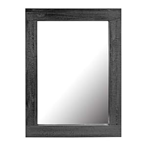 Stonebriar 24″ x 18″ Rectangle Black Wood Frame Wall Mirror with Attached Hanging Brackets, Decorative Country Rustic Decor for The Living Room, Bedroom, Bathroom, Hallway, and Entryway