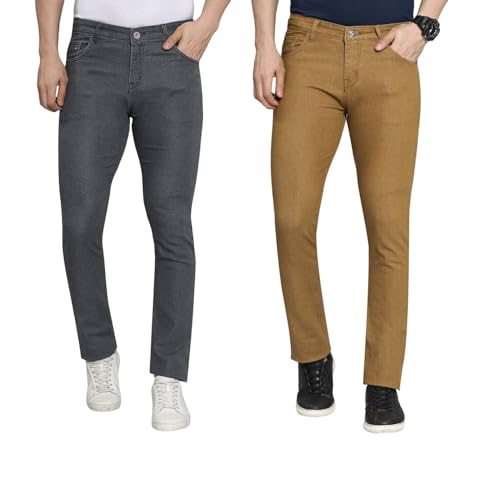 Image of DAIS Men's Stretchable Slim Fit Mid Rise Jeans, Pack of 2, (Combo of 2 Jeans)