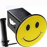 Yellow Smiley Happy Face Metal Hitch Cover Fits 2' Receivers