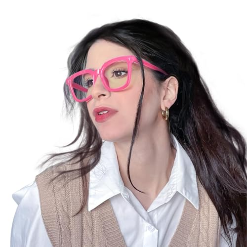 Image of VISOONE Square TR90 Lightweight Anti Glare UV400 Gaming Computer Glasses | 99% Digital Screen Filter Non-Prescription Clear Lens Oversized Frame Trendy Fashion Blue Light Blocking Women Men NOE