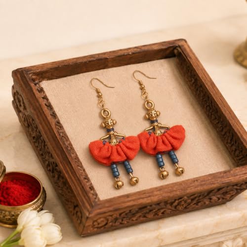 Image of Royal Queen & Empress Handcrafted Tribal Dhokra Earrings Collection for Women - Statement Ethnic Designs in Multiple Colours
