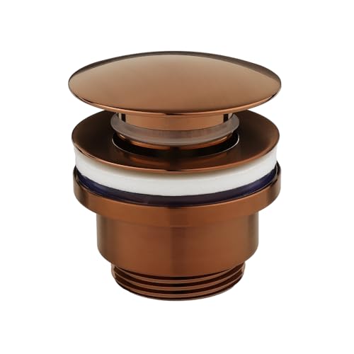 Image of Milano Push Button Universal Slotted Unslotted Bathroom Basin Sink Waste - Brushed Copper