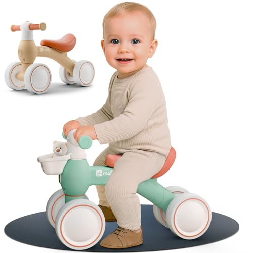 Mallie® Laufrad ab 1 Jahr I Ab 12 bis 24 Monate inkl. Gratis Korb als Laufräder, Rutschauto, Schaukelpferd oder Dreirad ab 1 Jahr Ersatz I Balance Bike Kinderspielzeug als Geschenk 1 Jahr