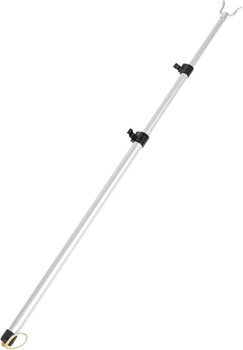 DOITOOL Percha de estante blanco con gancho, poste ajustable de 49 pulgadas de alto alcance, gancho extensible para ropa, poste para alcanzar