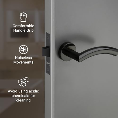 Image of LAPO Privacy Lock Set for Bathroom| 45x45mm Lock Body | Fits 30-50mm Door Range | Keyless Operation | Brass Latch | Black Finish | Dual Opening Support | Simple Mounting | 3 Years Warranty | CMH-5T