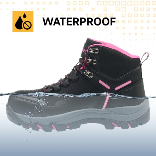 Kezhiho Waterproof Steel Toe Boots for Women Wide Width Non Slip Work Boots Lightweight Slip Resistant Safety Shoes Indestructible Construction Composite Toe Sneakers2