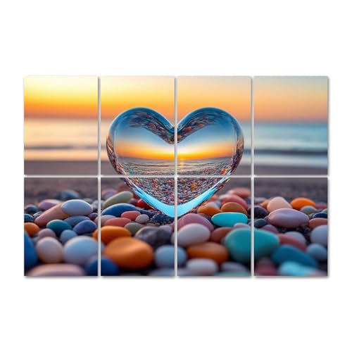Paneles acústicos decorativos con 8 piezas en forma de corazón - 48x32 pulgadas - JCFANGALLERY miniatura 1