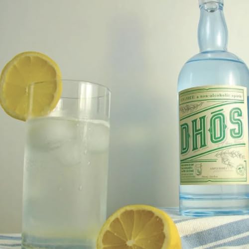 Dhos Handcrafted Non-Alcoholic Gin w 5 Pack Fever Tree Elderflower Tonic Water - Keto-Friendly, Zero Sugar, Zero Calories, Zero Proof - 750 ML - Perfect for Mocktails - Made in USA