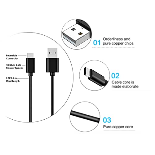 Usb C Wall Charger Charging Cable Power Cord Wire Compatible For Vankyo Matrixpad S10 S20 S21 S30 P31 P40,Dragon Touch Max10 Max10 Plus Tablet,Alcatel Joy Tab 2 & More Usb-C Tablet Charger (5Ft) #TOP3