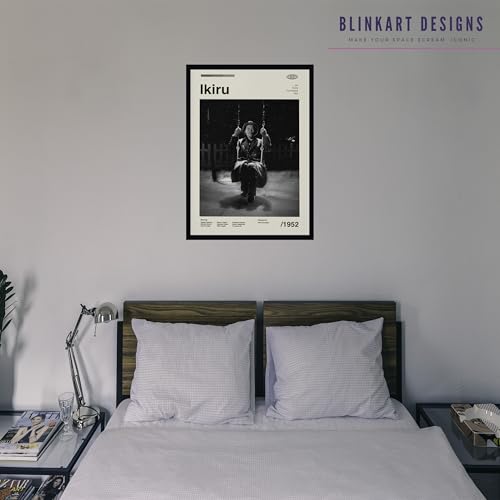 Image of BLINKART Ikiru Vintage Movie Poster Frame 12x18 Inch | Premium 300 GSM Paper Wall Print | Mid Century Vintage Film Artwork for Home, Bedroom, Living Room, Office | Framed Photo Decor