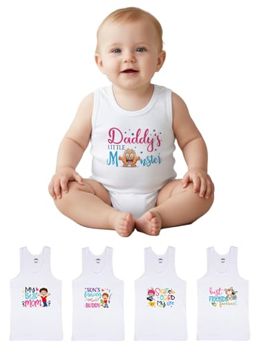 Image of LUX PARKER Unisex Baby Regular Fit Vest Cotton Sleeveless for Boys and Girls Sando Baniyan Combo | Print May Vary
