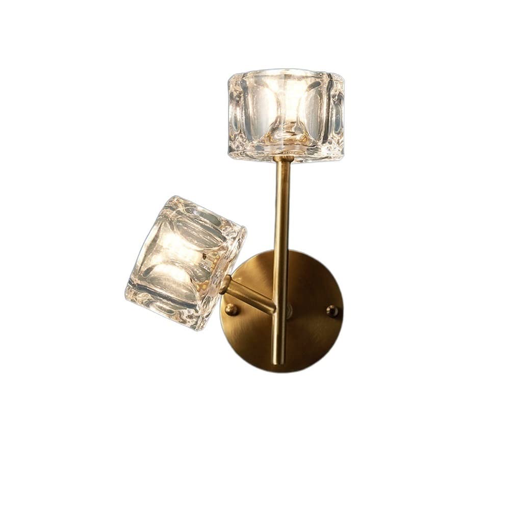 ZTCHSENZT Wall Sconces, Farmhouse Chandelier Light Luxury Copper Double Head Living Room Background Wall Simple Staircase Lamp Aisle Lights Warm Bedside Wall Pure Copper LED Light
