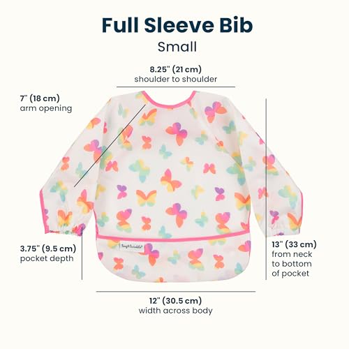Image of Tiny Twinkle Long Sleeve Bib for Babies & Toddlers | Waterproof Smock Bib for Eating | Machine Washable & Mess-Proof Feeding Essentials | Newborn Shower Gift (Butterflies, 6-24M)