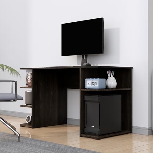 Image of Bniture Wooden Study Table for Home | Engineered Wood Study Table with Side Shelf Storage | Multi Purpose Computer Desk for Writing & Study | Laptop Table for Study Room & Workstation | Flower Wenge