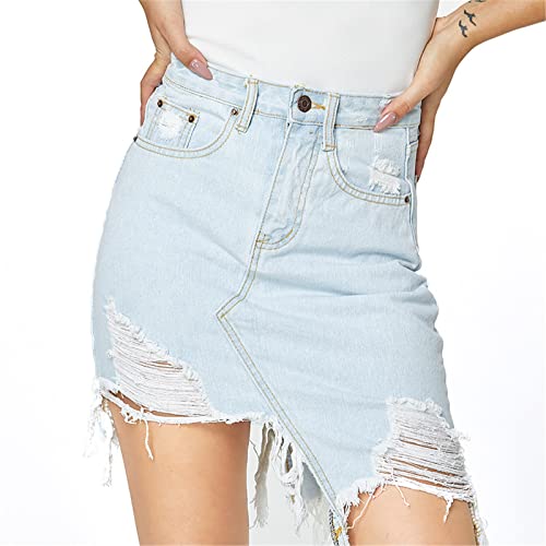 Women's Denim Skirt Women's Skirt Denim Skirt Ripped Short Skirt Fringed Skirt Large Size Summer2