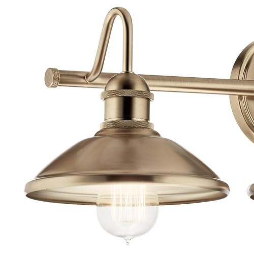 Image of Kichler Clyde 3 Light Bathroom Vanity in a Rich Champagne Bronze Finish, for Bathrooms, (7.25 inch H x 26.5 inch W x 8.25 inch Ext.), 45945CPZ