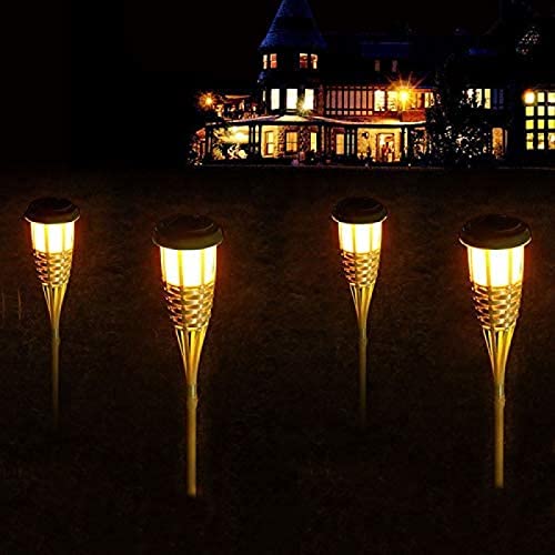 Solar Bambus Fackel Licht für Außenlandschaft, Handwerk Hof Zaun Garten Spike Rasen Lampe