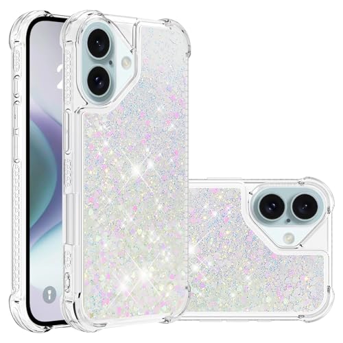 Coque iPhone 16 Plus transparente silicone TPU liquide paillettes YBL Love