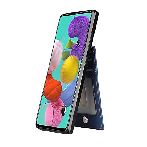 Jws-C Samsung Galaxy A51 4G A515F Case Wallet Leather With Card Holder Shockproof Protective Flip Case Men For Samsung Galaxy A51 A515F 4G-Blue #TOP3