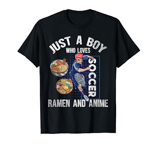 Anime Soccer T-Shirt for Boys Who Love Ramen and Anime