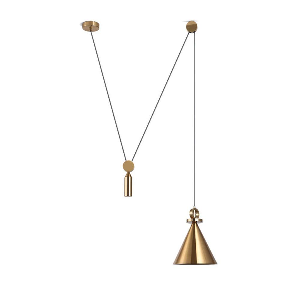Luminaire suspendu moderne doré E27 hauteur réglable salon et bureau