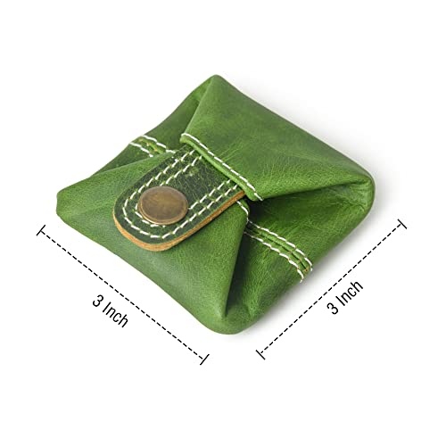 Leather Coin Pouch Change Holder Mini Pocket Wallet For Men Women (Green, Pack Of 1) #TOP3