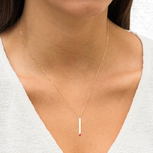 HZMAN Matchstick Necklace for Women Dainty 14K Gold Plated Cute Small Matchstick Choker Necklace Jewelry Gift2