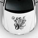 Mermaid Sexy Girl Fish Tail Hood Car Sticker Poseidon Aqua Man Skull Boat Beach Fishing Car Truck Window Decal Sticker(Blue)