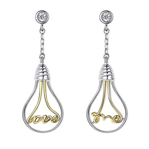 Preisvergleich Produktbild SILVERCUTE Schmuck Damen Frauen Ohrstecker vergoldet zweifarbig Birne Glühbirne baumeln Ohrringe für Mädchen 925er Silber Ohrringe Accessoire Geschenk