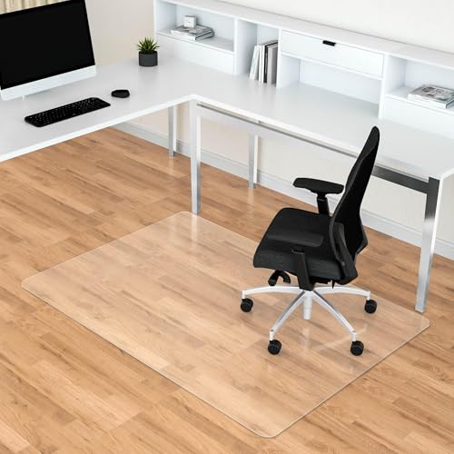 Office Chair Mat for Hard Floors- 48" x 36", Desk Floor Mat for Rolling Chairs, Clear Plastic Chair Mat, Easy Glide, Under Desk Floor Protector for Home and Office Use