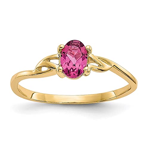 10k Yellow Gold Pink Tourmaline Birthstone Band Ring Size 7.00 Stone October Gemstone Fine Jewelry For Women Gifts For Her