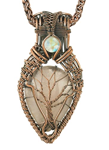 Stunning Copper Tree of Life Pendant Necklace with Handmade Gemstones and 20" Chain - Perfect for Boho Lovers2