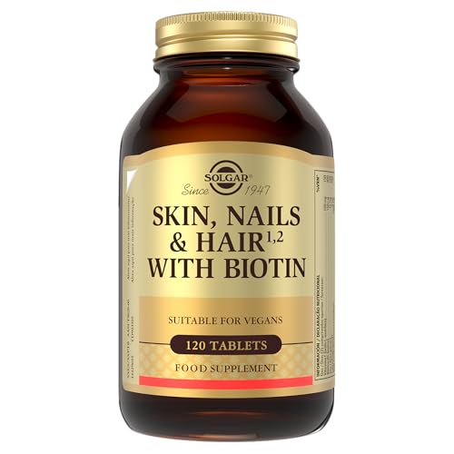 Solgar Pelo, Piel y Uñas con Biotina 120 comprimidos | Cabello fuerte con brillo y volumen, piel firme, uñas resistentes | Formato ahorro