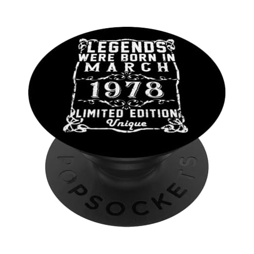 Cumpleaños Marzo 1978 Edición Limitada Regalo March 1978 PopSockets PopGrip Intercambiable