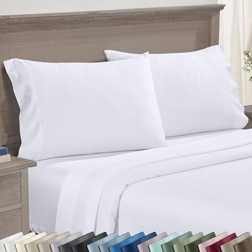 CALIFORNIA DESIGN DEN Luxuriously Soft Hotel Quality 600 Thread Count, 100% Cotton Set of 2 Cases, Crisp & Cool White Standard Pillow Cases Fits Standard & Queen Pillows (Bright White)