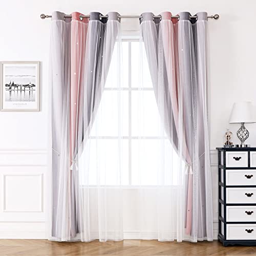 KAHEAUM Blackout Curtains for Bedroom and Living Room, Eyelet Nursery Kids Girls Voile Net Window Panels - Image 3