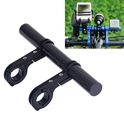 Bicycle Accessories High quality HLD-208 Mountainous Bicycle Carbon Fiber Handlebar Extension Frame Flashlight Bracket (Black) (Color : Black)