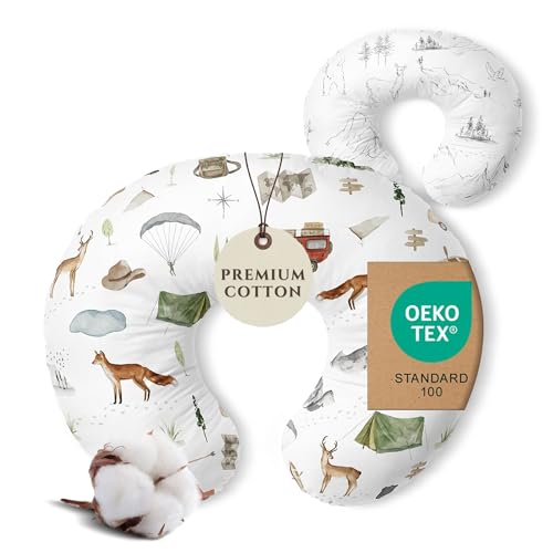 Image of Pobibaby 1-Pack Premium Nursing Pillow Cover - Ultra Soft & Stretchy 96% Cotton, Breastfeeding Pillow Cover for Baby Boys and Girls (Explore)