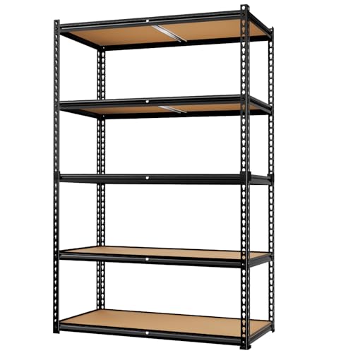 Image of LEVELEVE 5-Tier Heavy Duty Storage Shelving Unit, 2000 lbs Capacity, Adjustable Metal Utility Shelf, 48 inch L x 18 inch W x 73 inch H for Garage, Kitchen, Pantry, Basement, Bathroom, Laundry