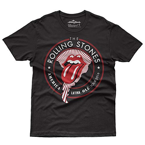Rolling Stones America Latina Olè Tour T-Shirt Official Licensed Uomo, Large, Nero