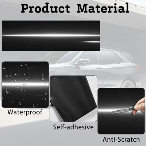 Image of QianBao Compatible with 11.8 inch x 4 inch Chevy Bowtie Emblem Vinyl Wrap Kit with Spatula and Cutter 3 Pcs Universal Logo Overlay Glossy Black