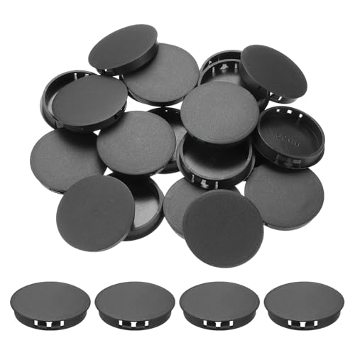 Image of MECCANIXITY 64PCS 55mm /2.17 inch Black Plastic Hole Plugs, Flush Type Panel Hole Plugs Insert End Caps for Locking Hole Tubes Furniture Cabinet