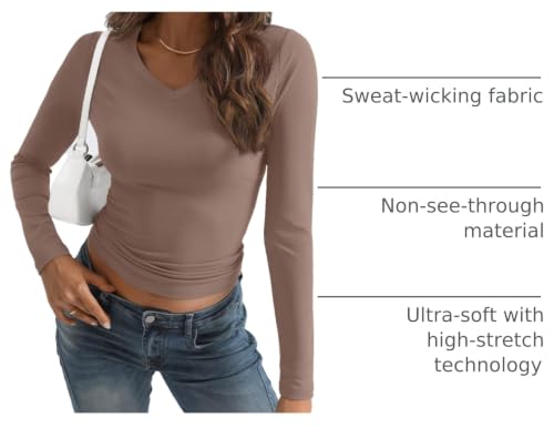 Image of Trendy Queen Womens Long Sleeve Shirts 2026 Fall Fashion Basics Crop Tops